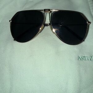 Dolce & Gabbana Gold Frame Sunglasses with Black Lenses